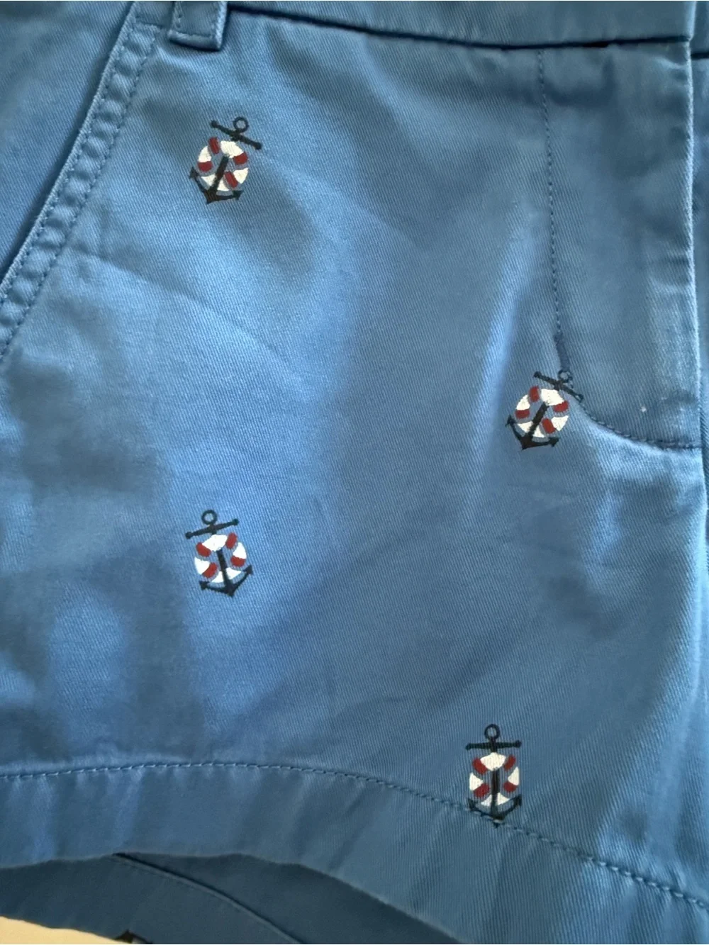 NWT J.Crew Chino Shorts Blue Nautical Anchor Embroidered Size 0 Coastal Preppy